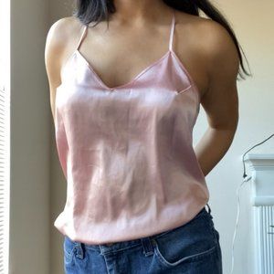 SILKY PINK CAMI TANK TOP WITH STRAPPY BACK